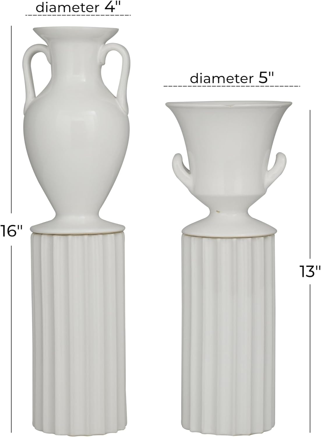 Deco 79 Porcelain Vase Set of 2 Greek Inspired White