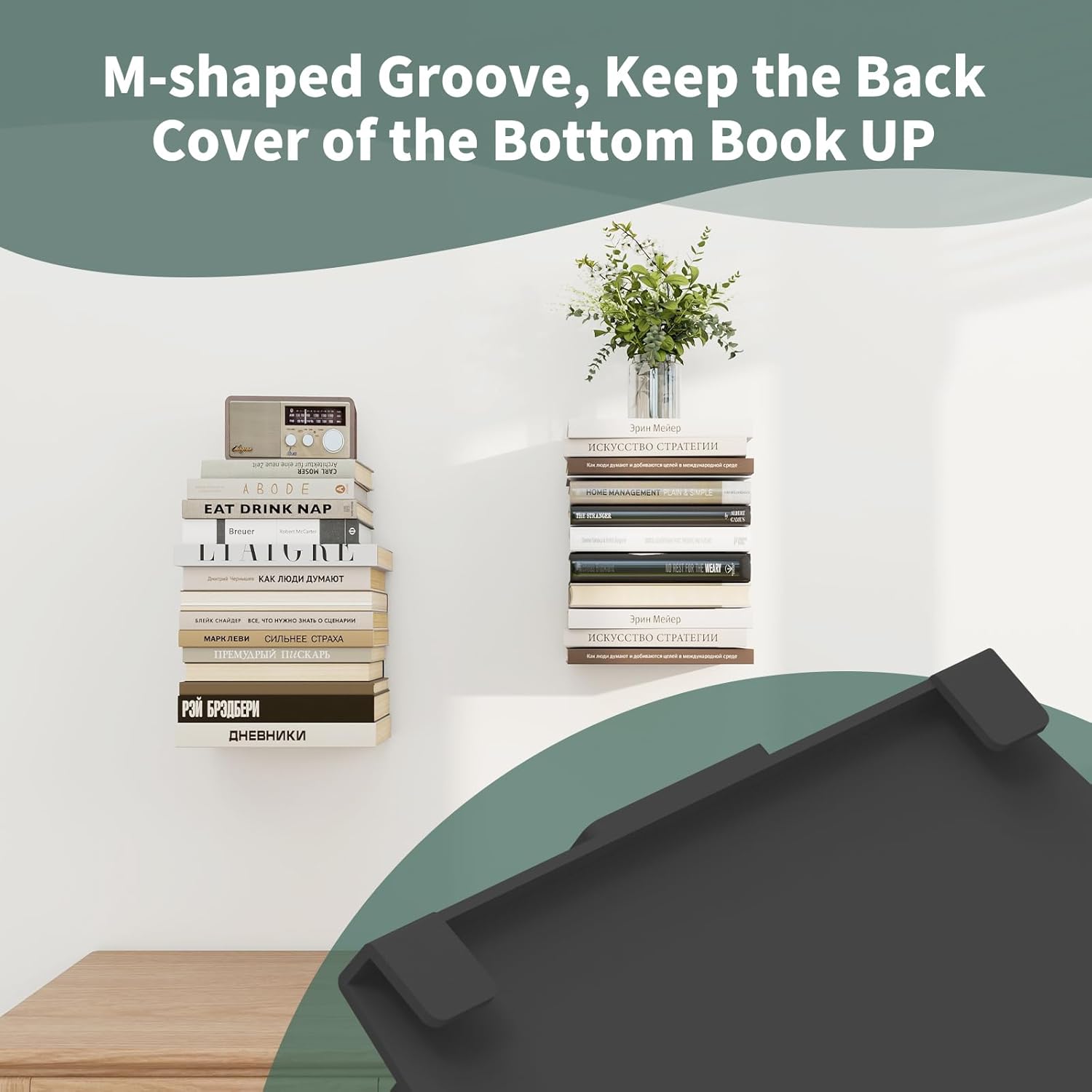 Invisible Floating Bookshelves 4 Tier Wall Mount Bookcase