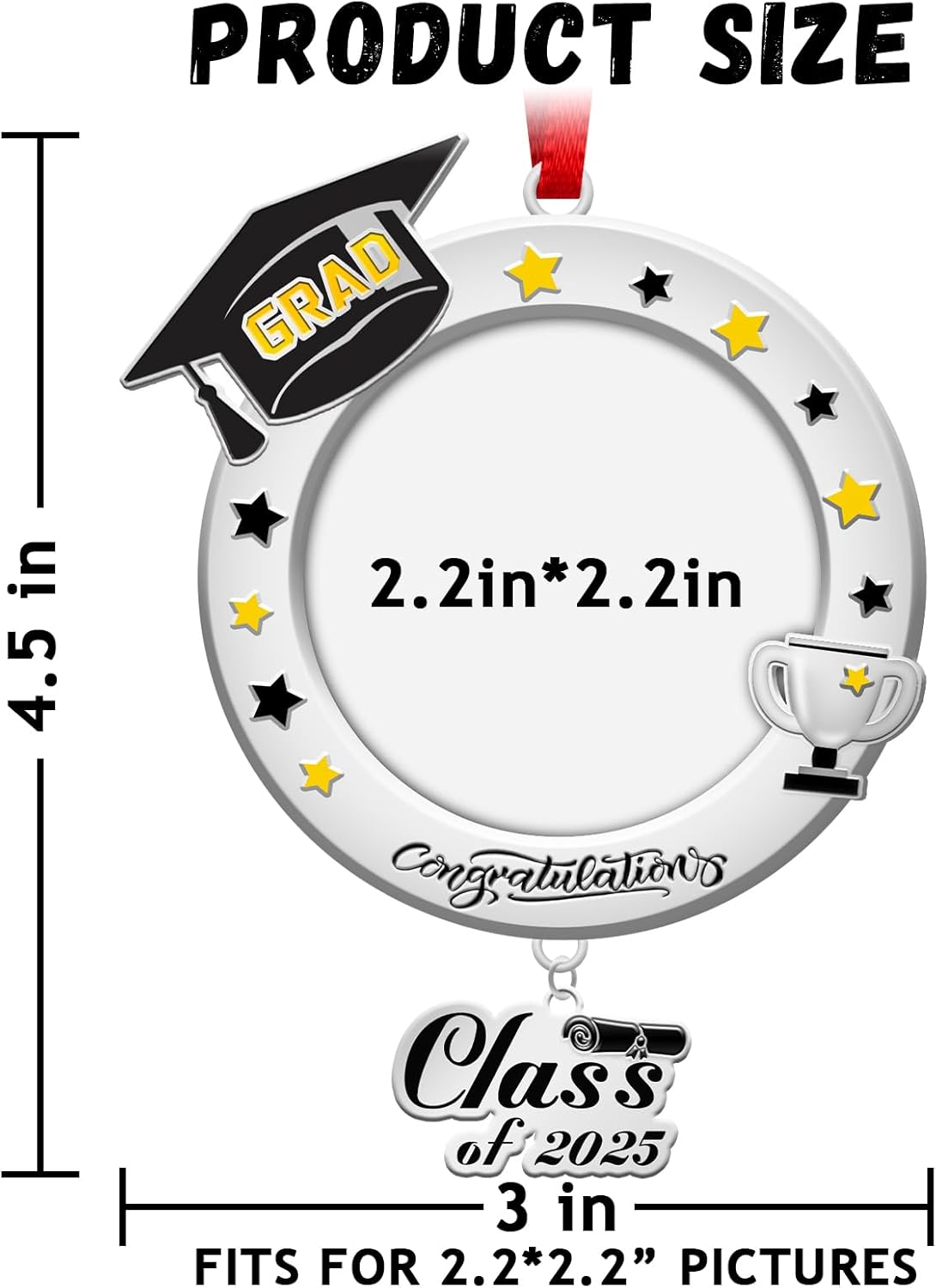 2025 Graduation Ornament Metal Cap Photo Pendant