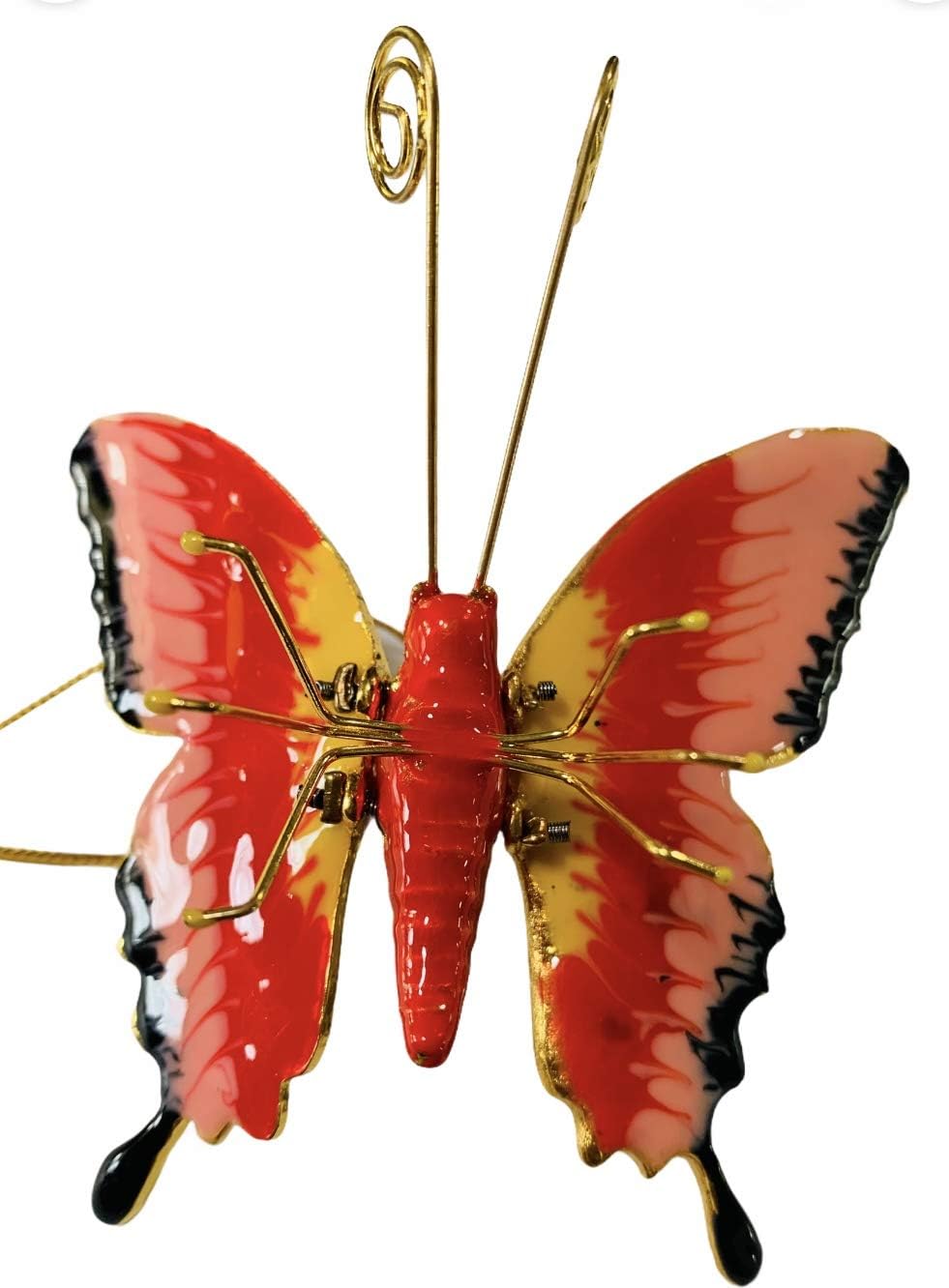 Handmade Enamel Bejeweled Butterfly Hanging Ornament 1