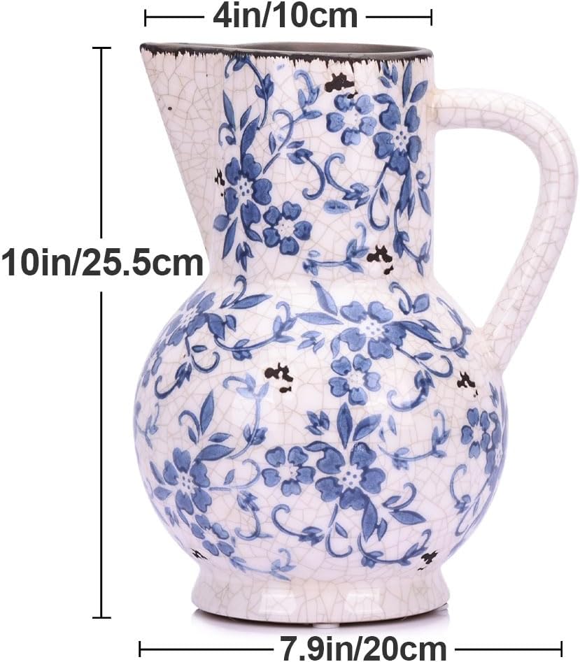 Chinoiserie Decor Blue and White Pitcher