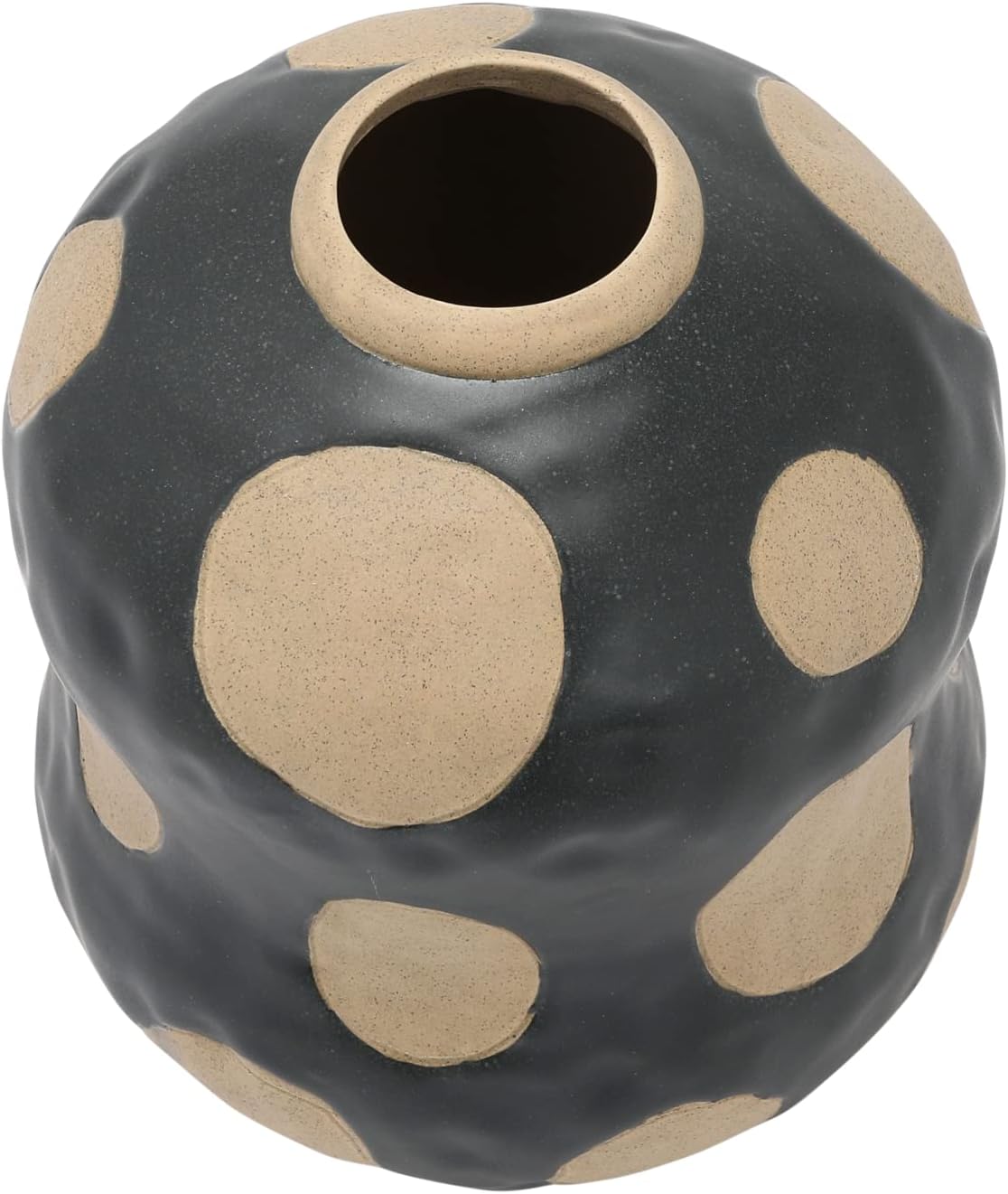 Creative Co Op Stoneware Vase Black Cream 7x7x8