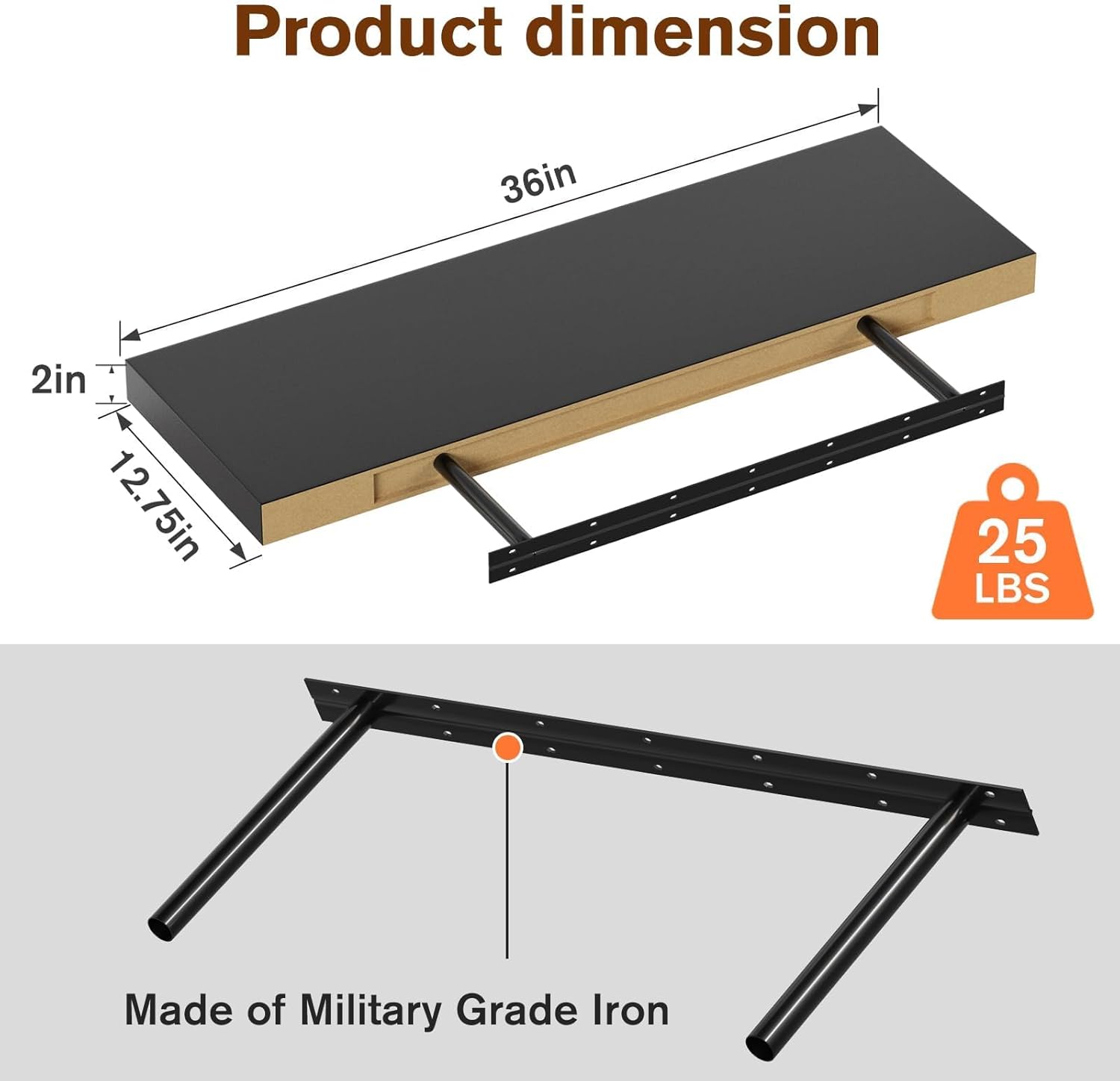 JPND Floating Shelf Set of 2 Black