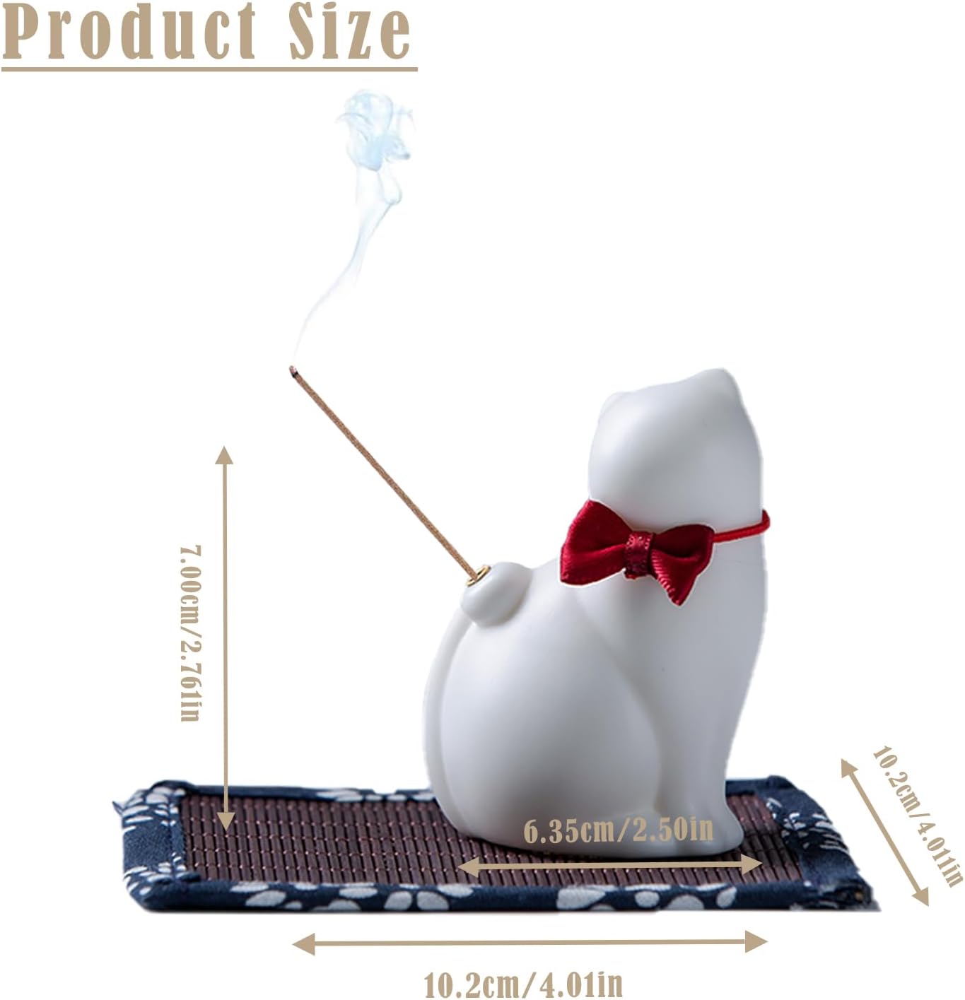 JFGLORIX Incense Holder Handmade Ceramic Cat