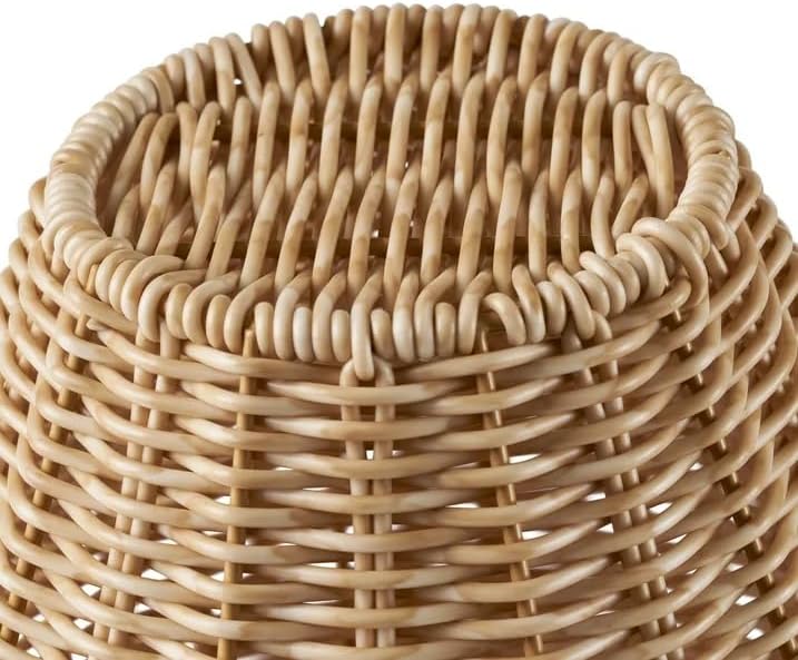 9 Inch Faux Wood Rattan Pitcher Vase for Dried Flowers