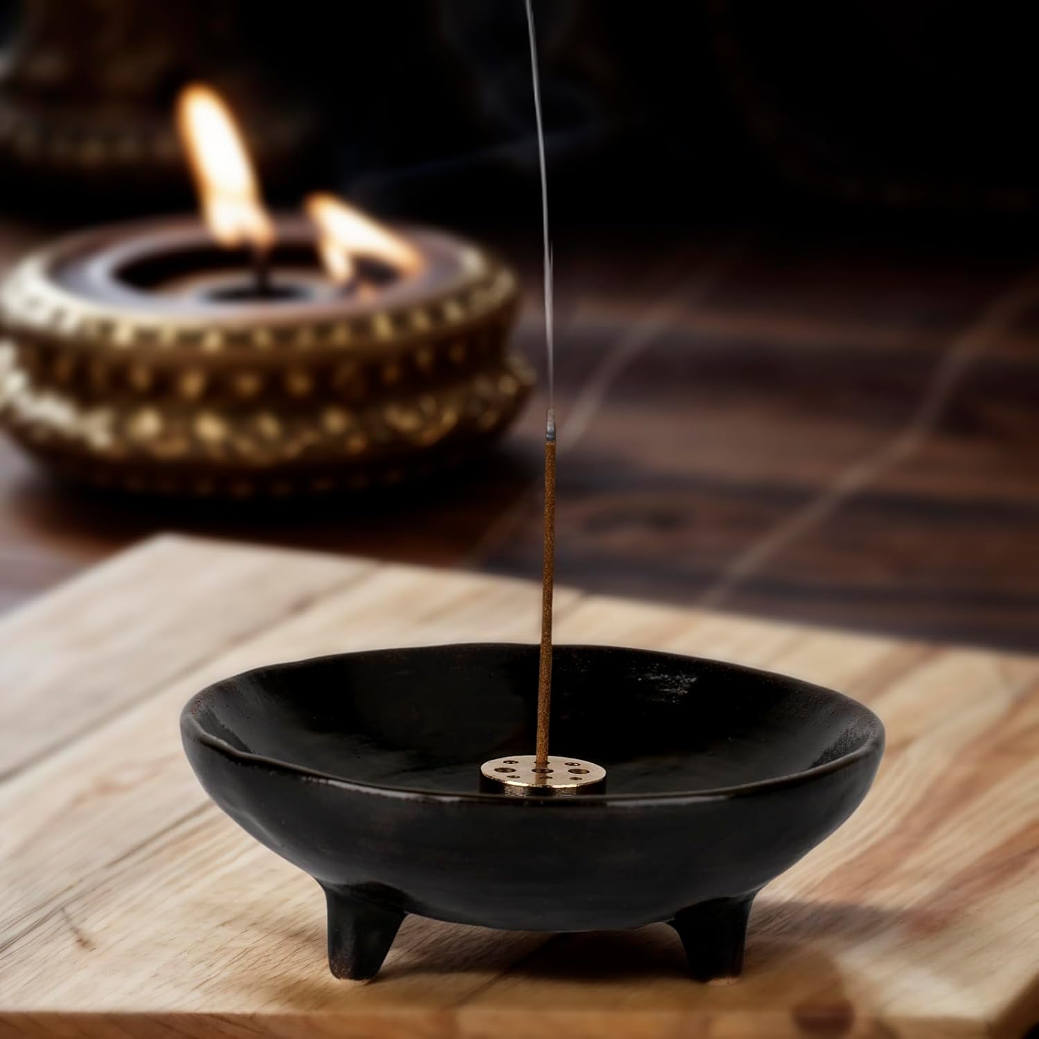 Handmade Ceramic Incense Holder with 9-Hole Design