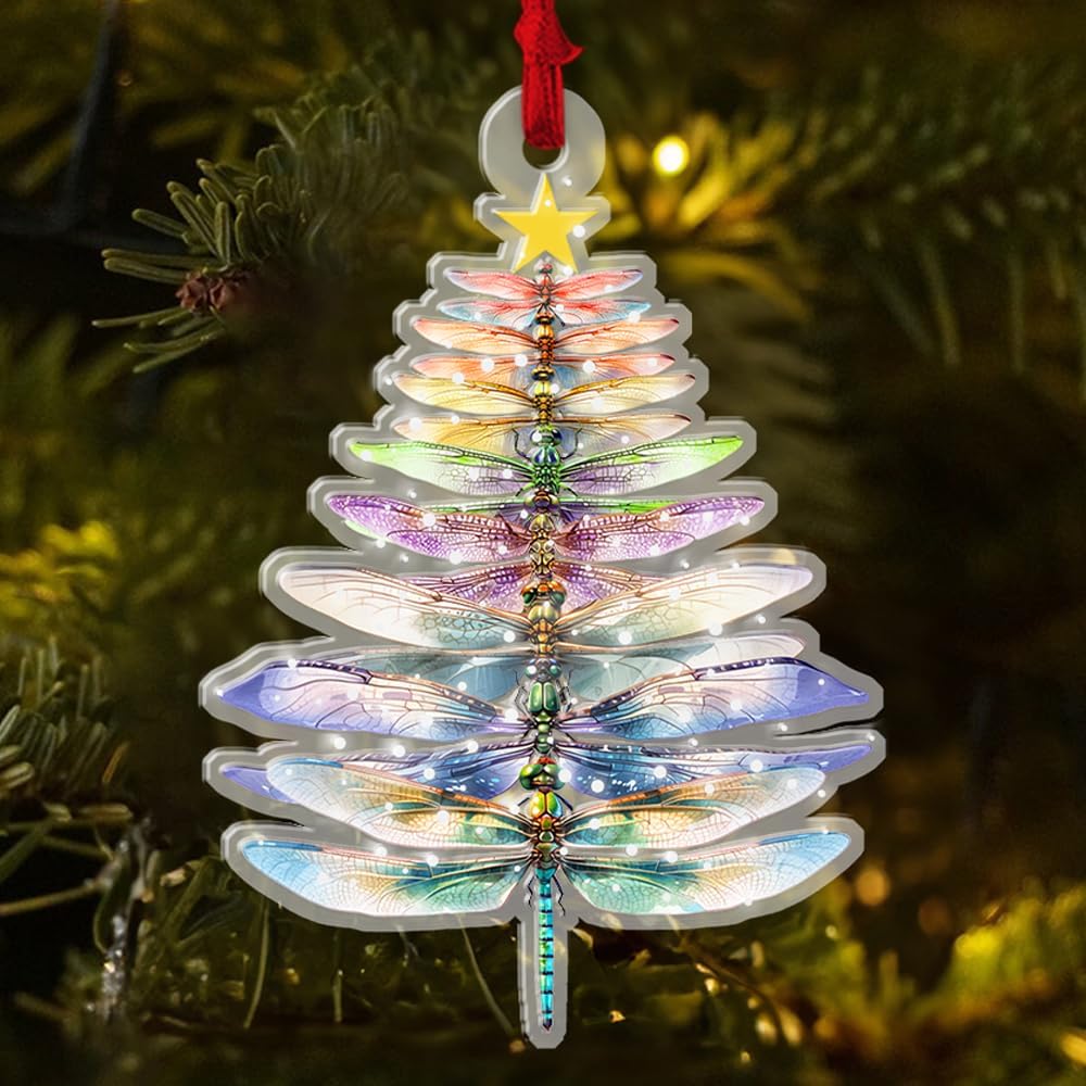 Christmas Dragonfly 2D Flat Acrylic Ornament