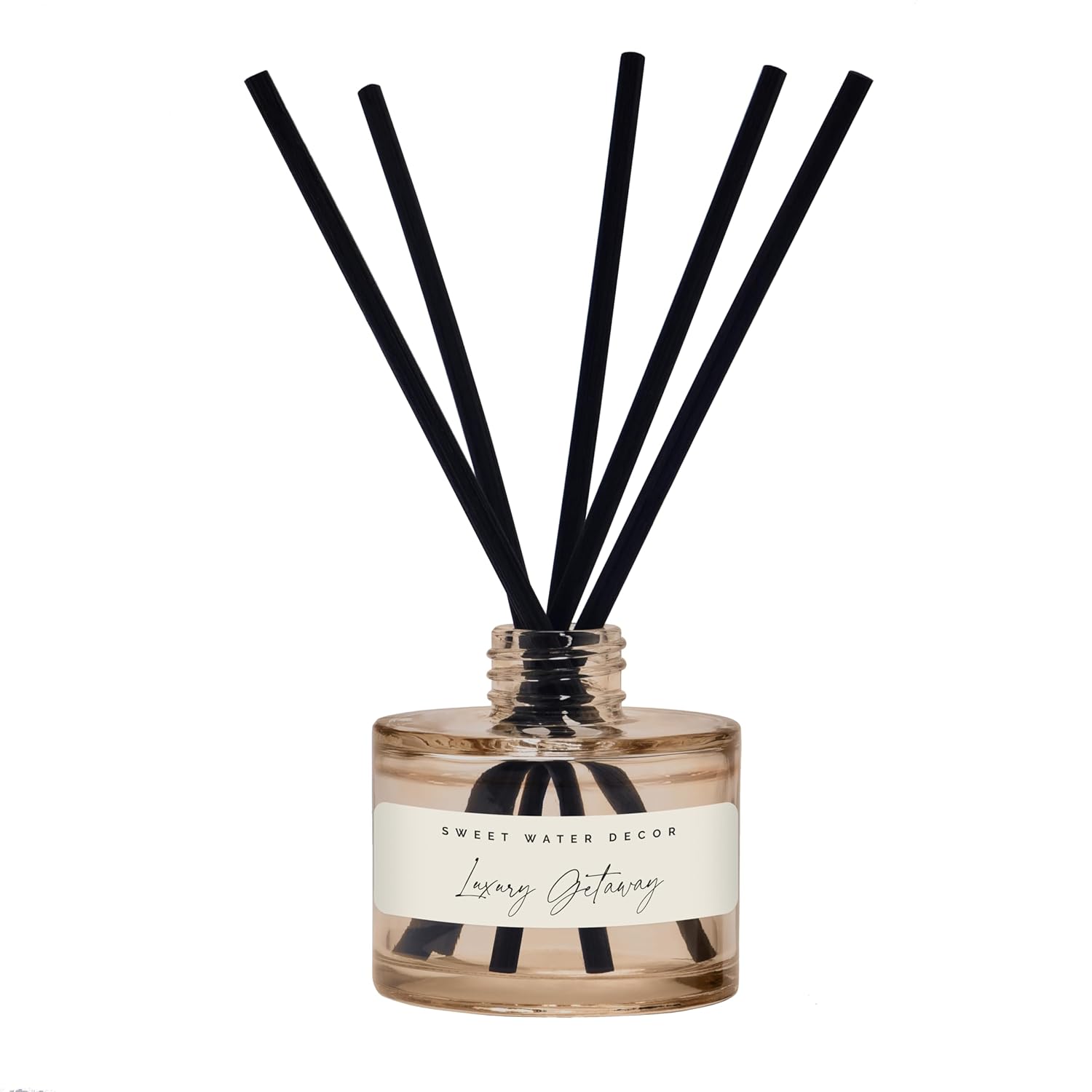 Sweet Water Decor Luxury Getaway Reed Diffuser - Hotel Scent with Leather Iris Sandalwood for 4 Months
