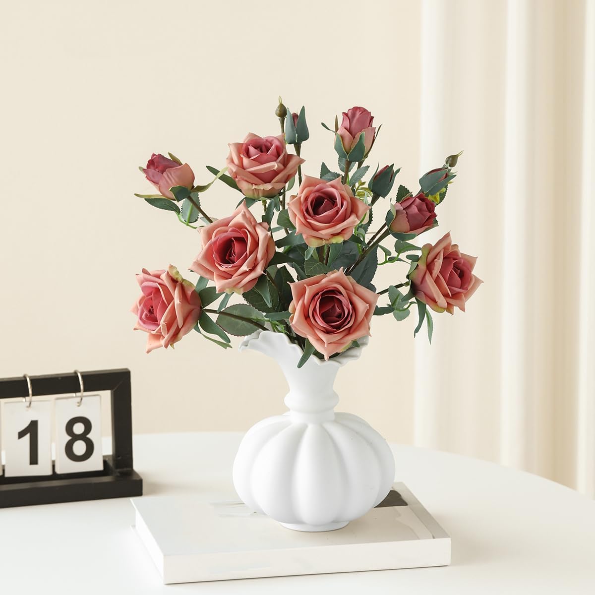 Matte White Pumpkin Ceramic Vase for Home Decor