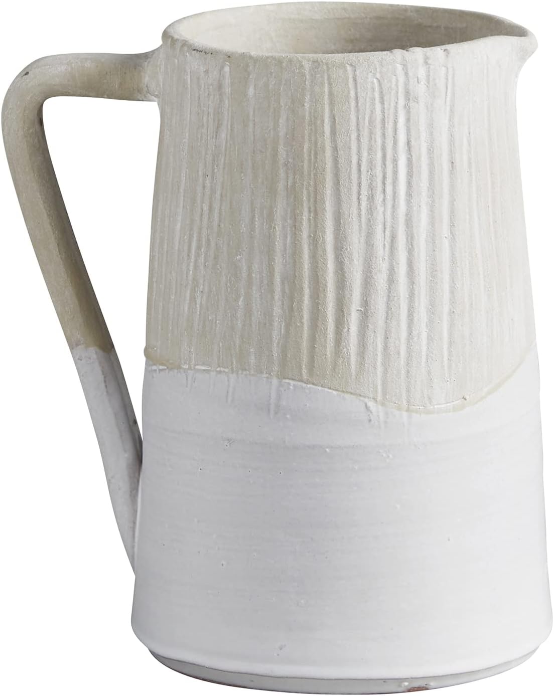 47th Main Textured Terracotta Planter Vase with Handle 7 Tall Two-Tone