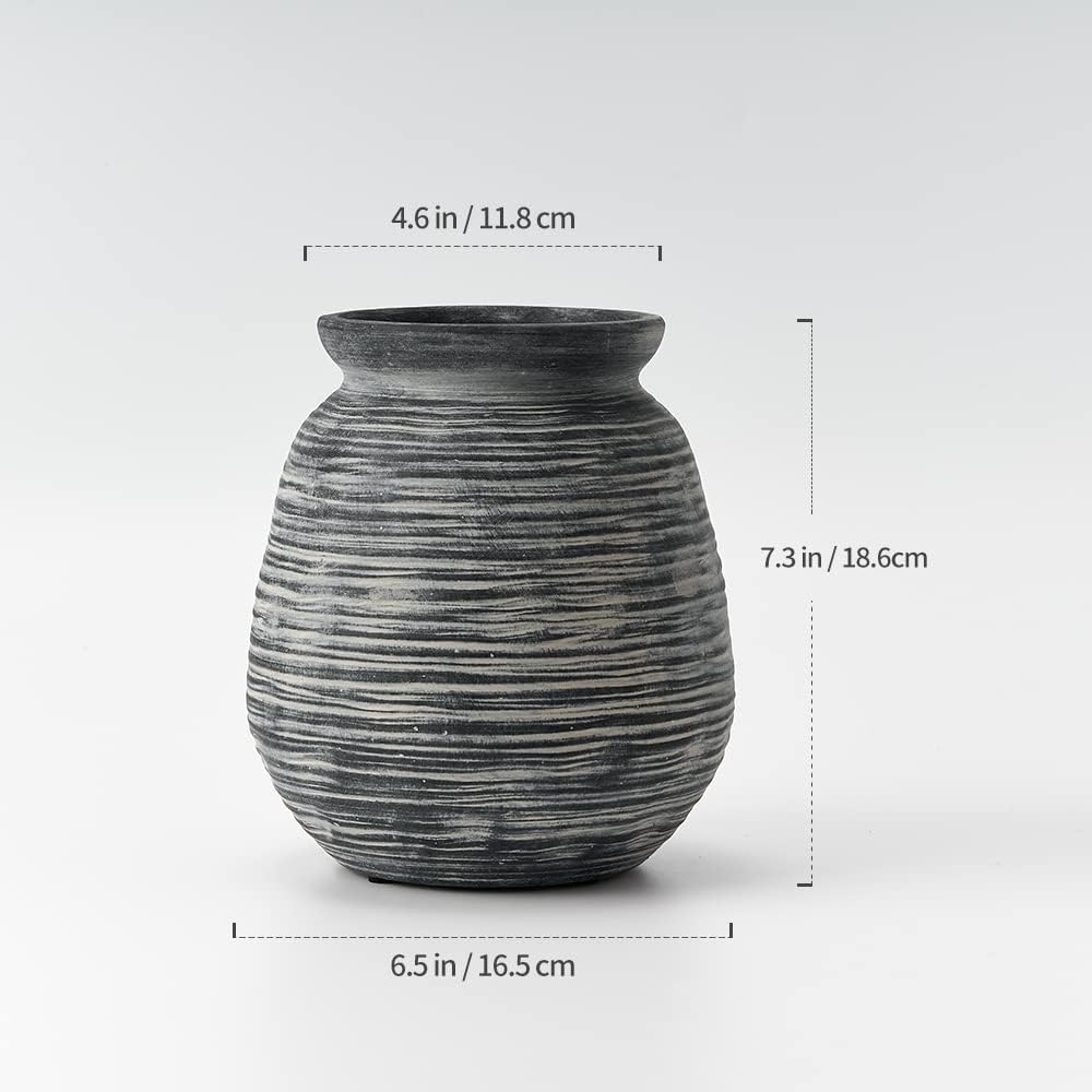 SIDUCAL Ceramic Rustic Farmhouse Vase 73 Inch Black