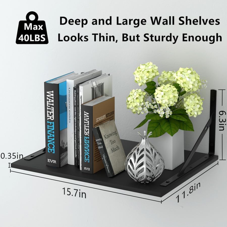YISHIDA 12 Inch Deep Floating Shelves for Wall