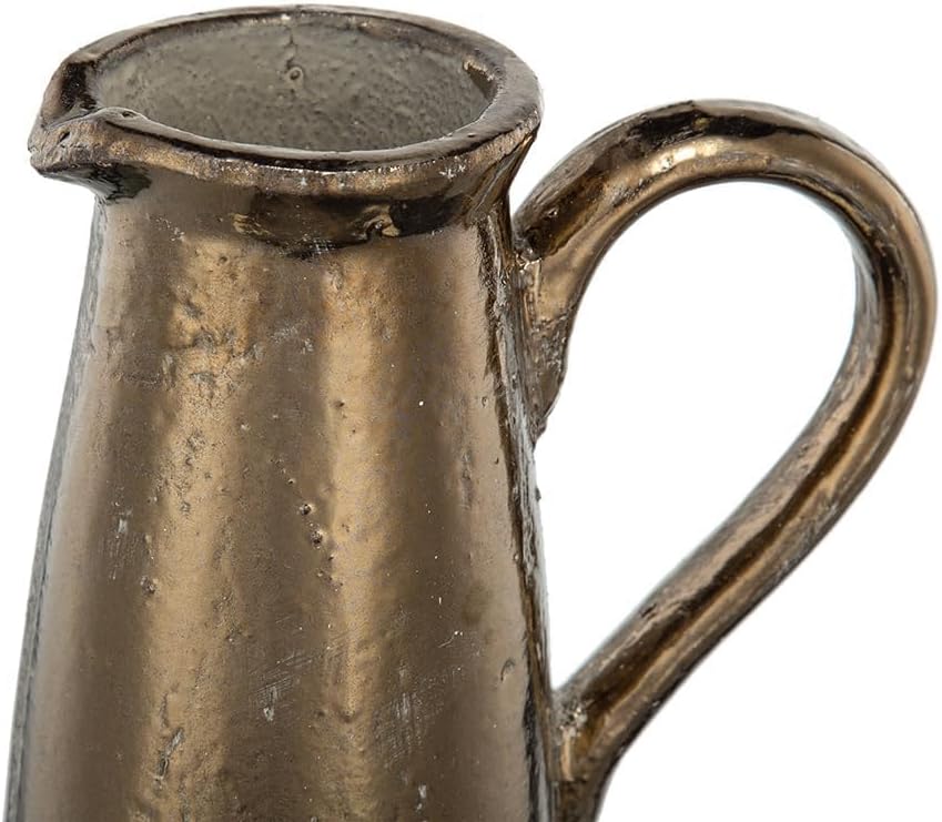 AB Home Tall Skinny Ceramic Pitcher Vase Sienna Brown 7x5x11in