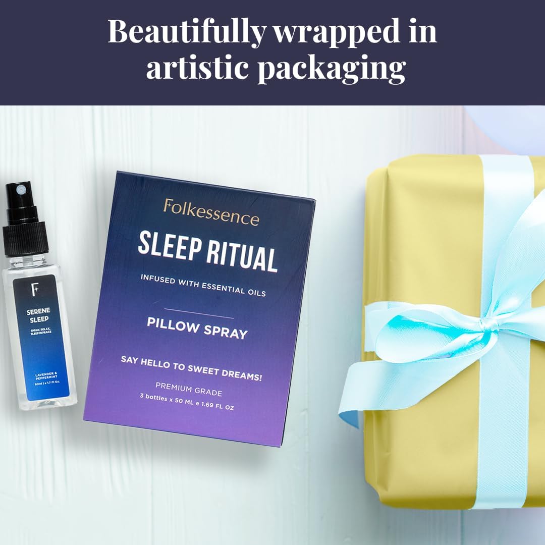Folkulture Pillow Sprays - Set of 3 Natural Sleep Spray for Bedrooms and Home