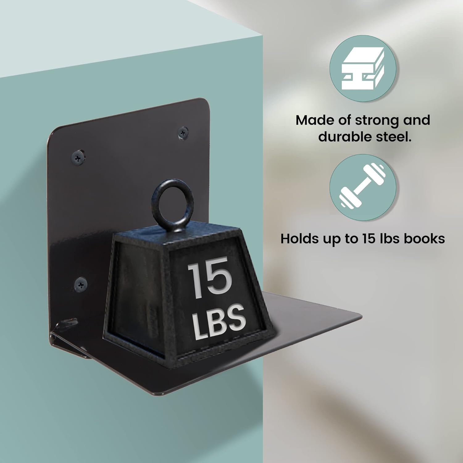 STORAGE MANIAC Floating Book Shelves 4-Pack Black Large