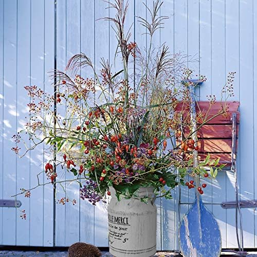 Angoily Retro Galvanized Flower Vase French Style Decorative Bucket for Home Office