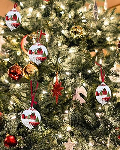 ZOE GARDEN Red Christmas Farm Truck Ornament Set 10PCS