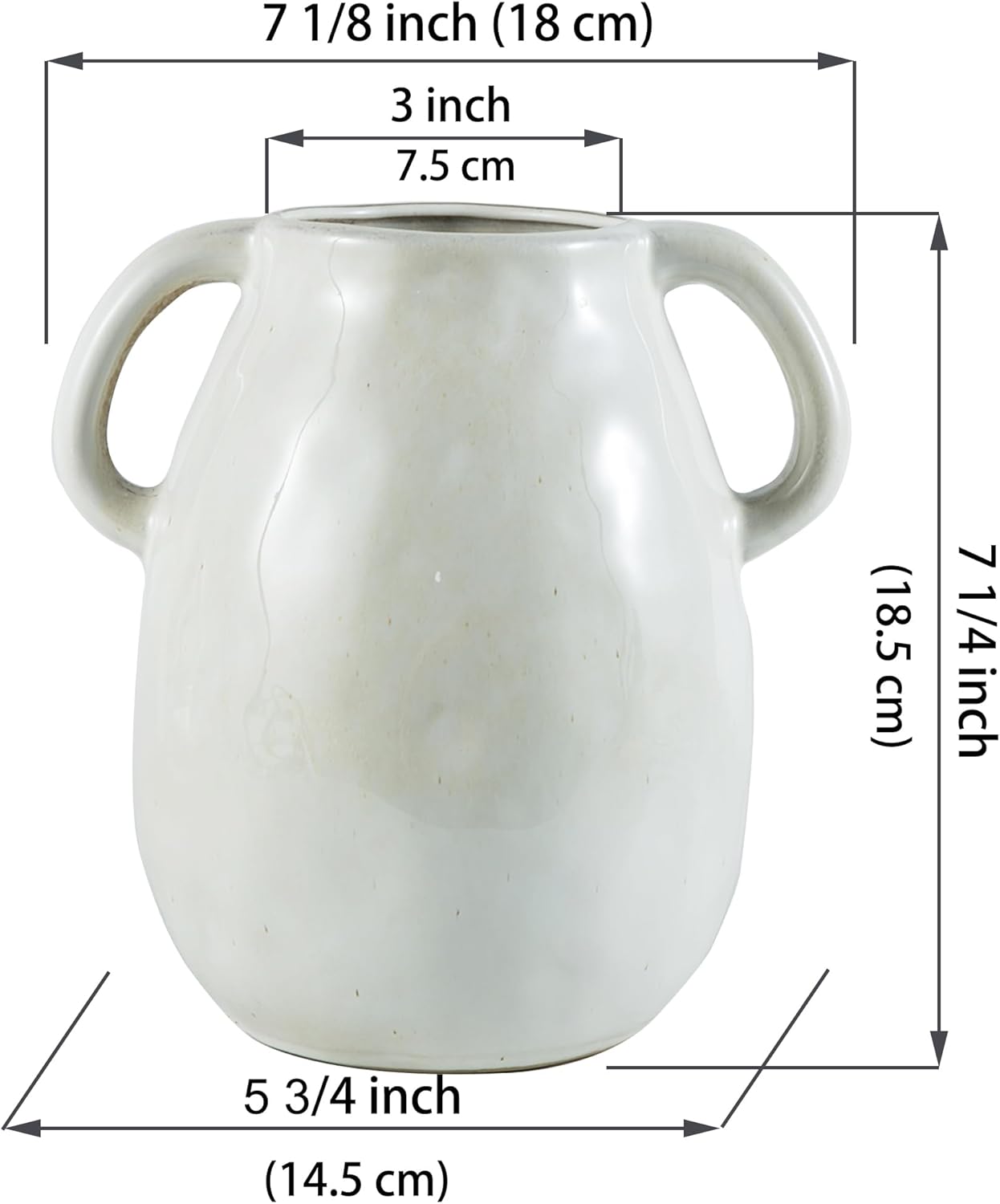 Kimdio White Ceramic Vase with Two Handles
