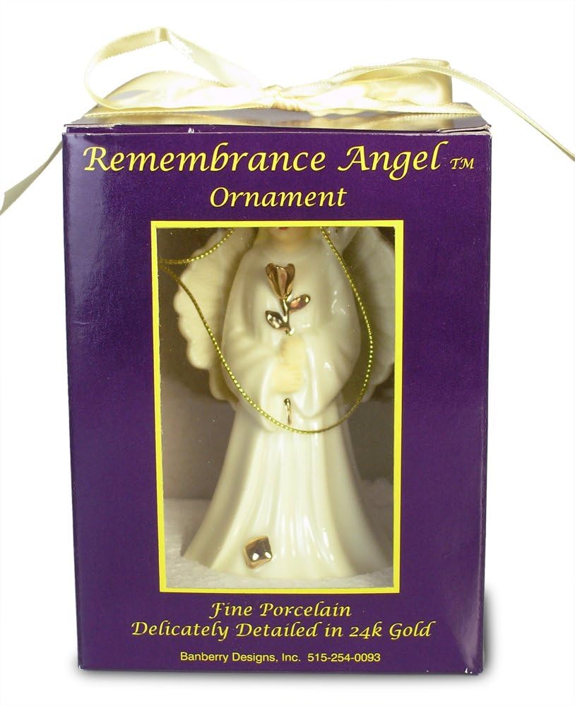Angel Ornament - Porcelain with Gold Trim - 4 Inch Tall