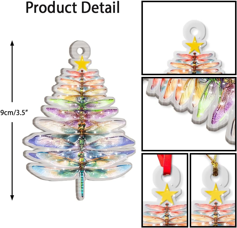 Christmas Dragonfly 2D Flat Acrylic Ornament