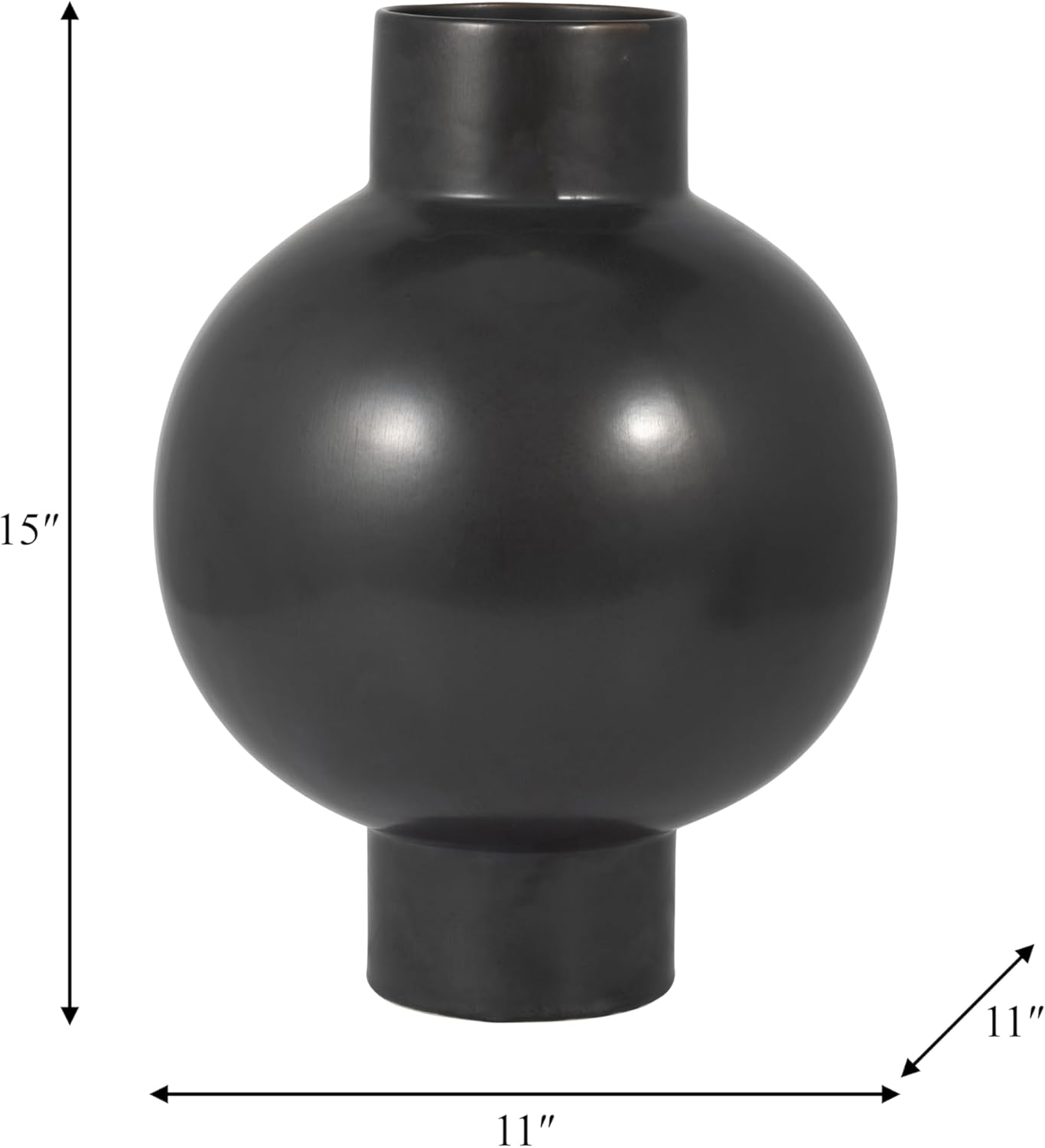 Sagebrook Home Modern Round Ceramic Vase 15 Black