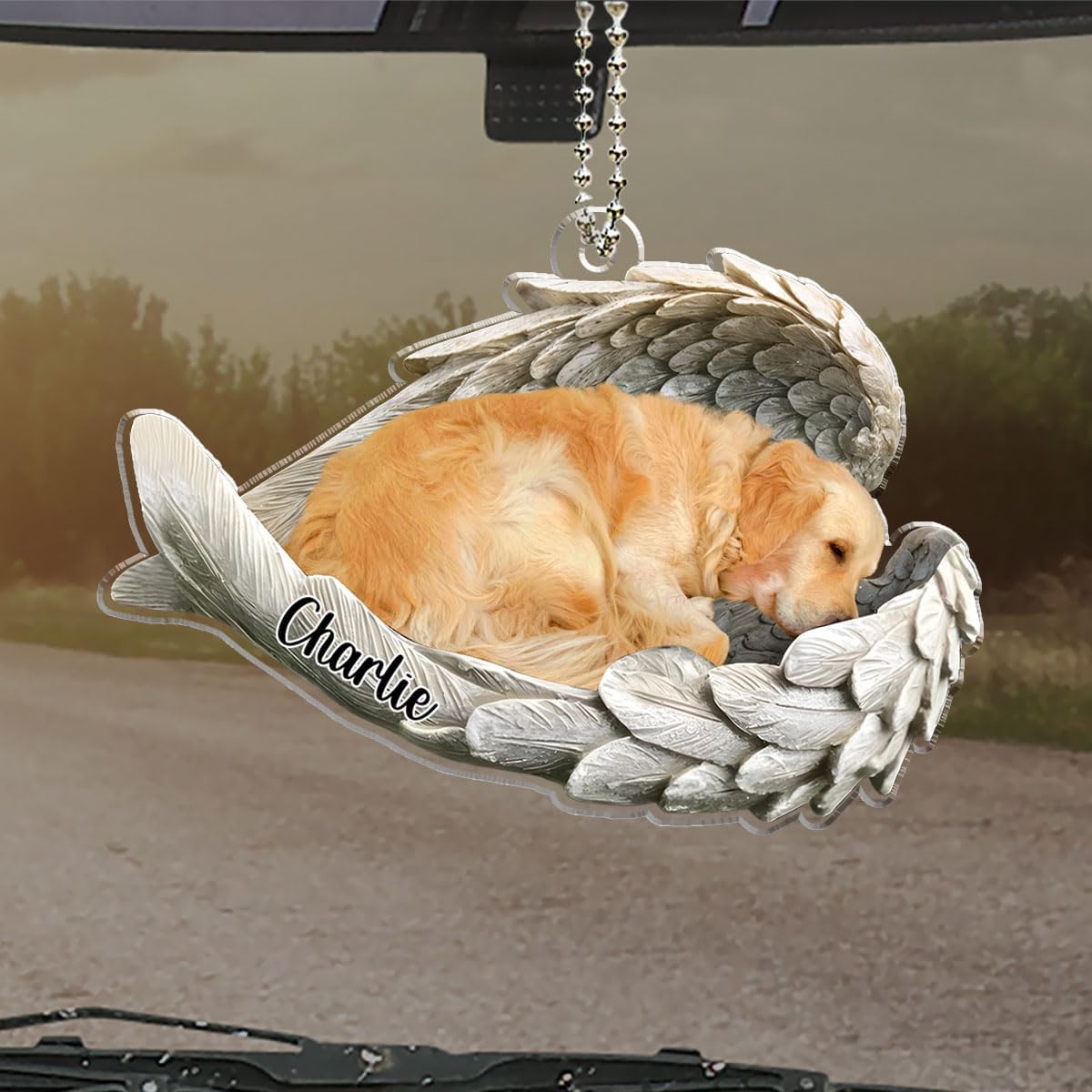Pawsionate Angel Wings Personalized Car Ornament
