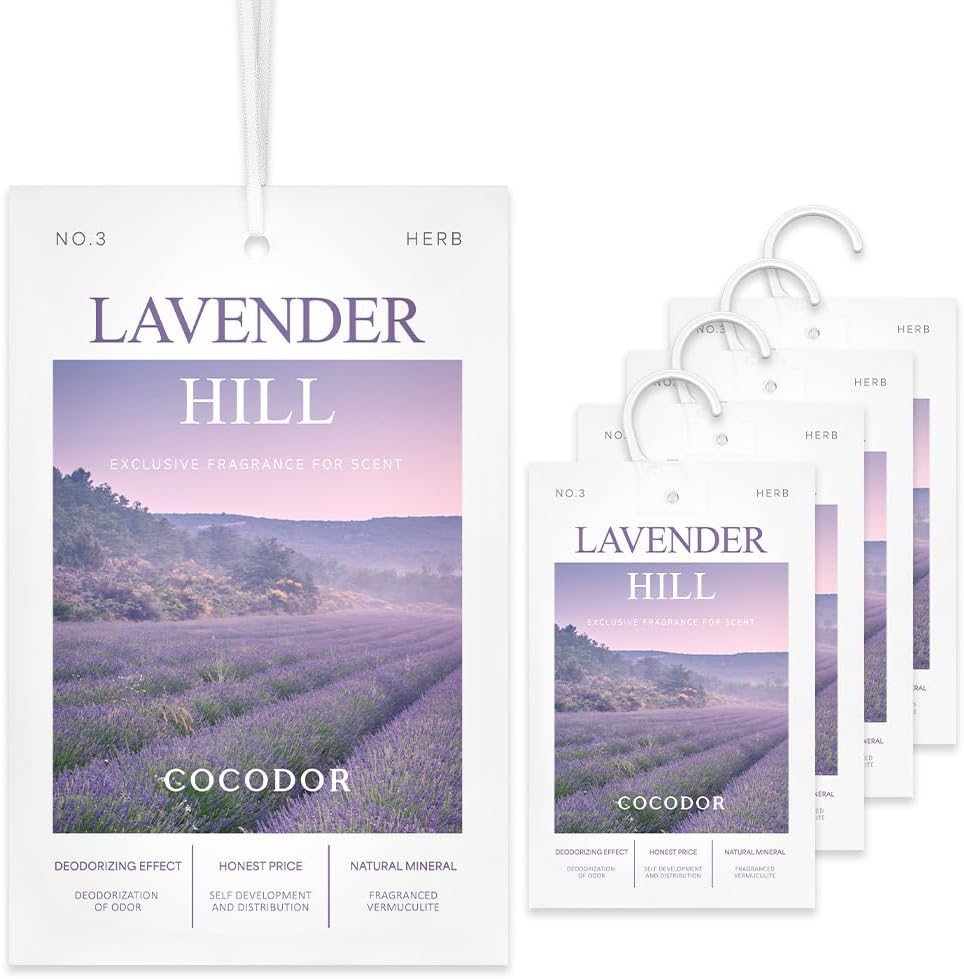 COCODOR 5 Pack Lavender Scented Sachets for Home