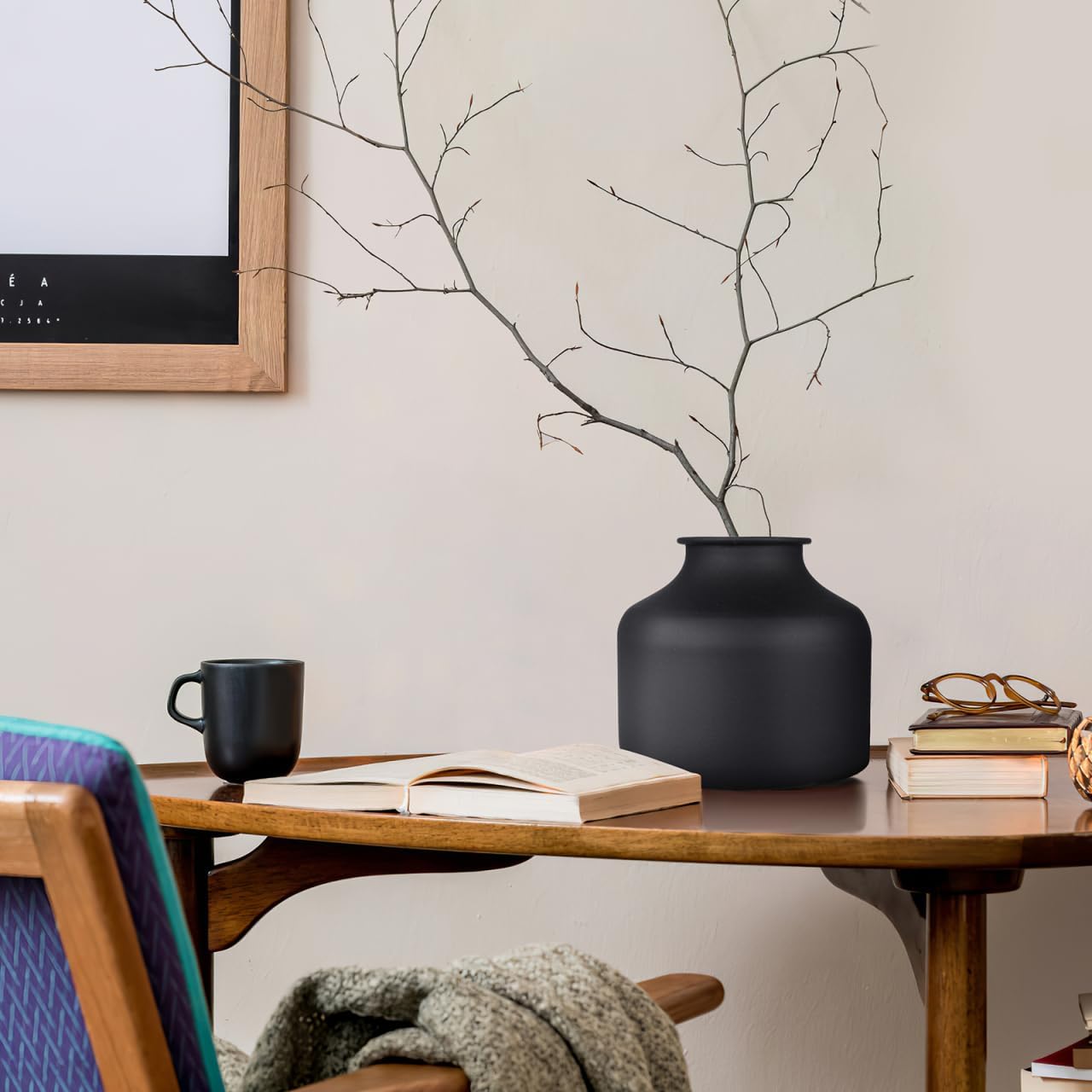 Happyyami Metal Matte Black Flower Vase Small