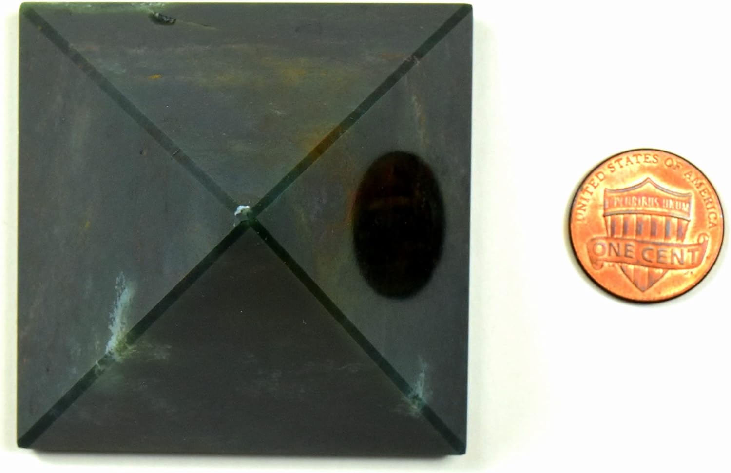 HQRP Bloodstone Pyramid with Clear Quartz Cabochon