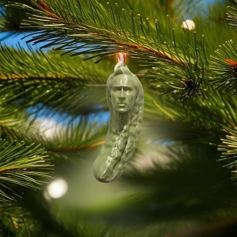Funny Nicolas Cage Pickle Christmas Ornament