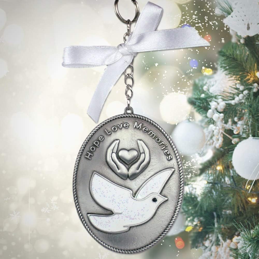 Memorial Ornament with White Dove - Hope Love Memories - Sympathy Gift - 5 x 225