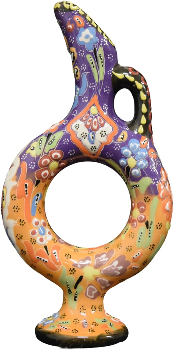 EliPOT Medium Ceramic Hittite Vase Light Orange Purple