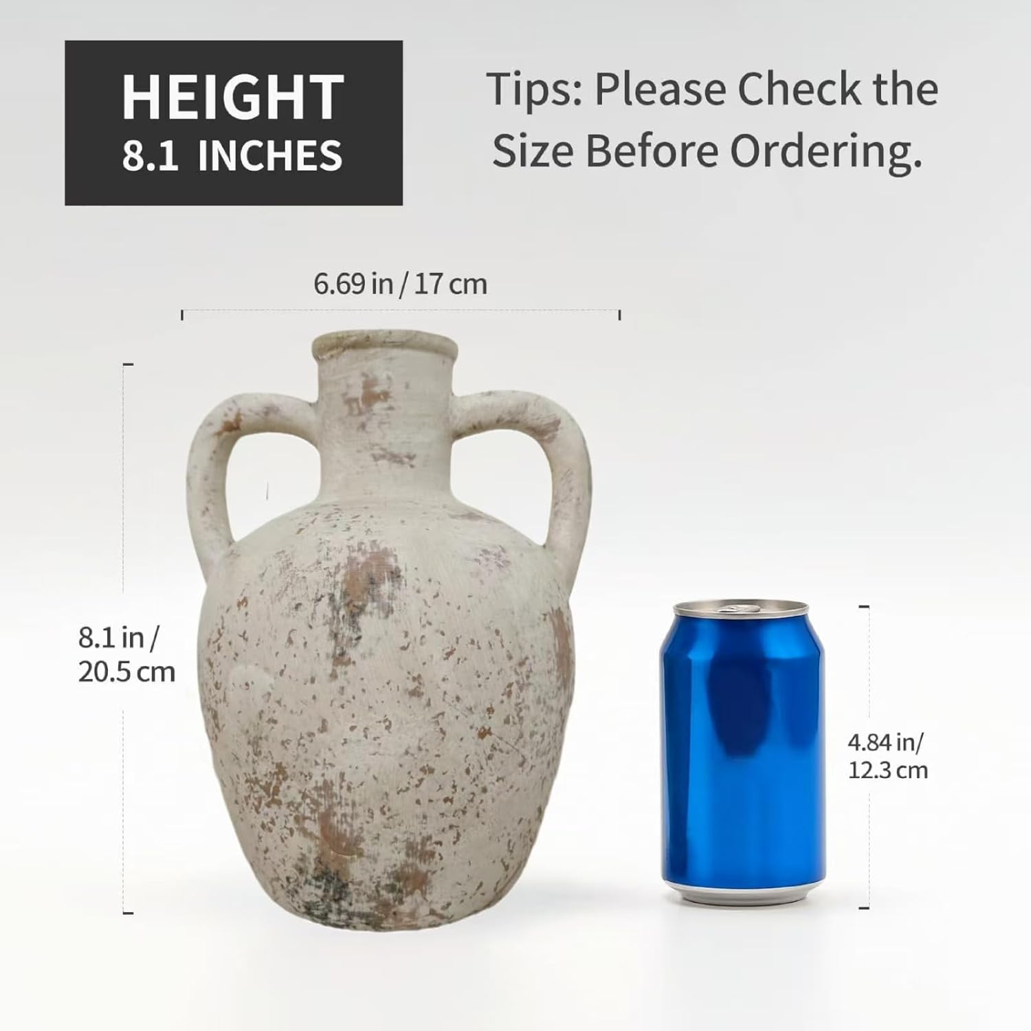 Rustic Ceramic Vase Large Neutral Clay Pot for Home Decor