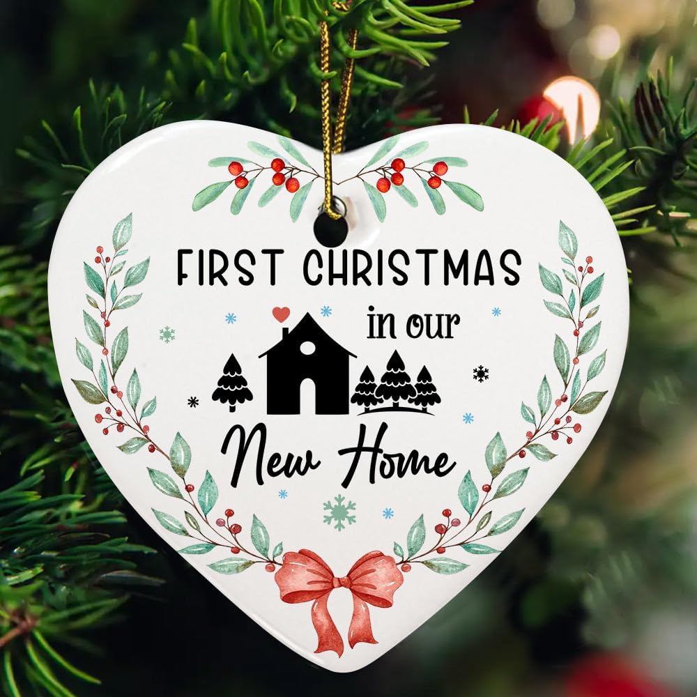 First Christmas In Our New Home Ornament - Heart Shaped Housewarming Decoration