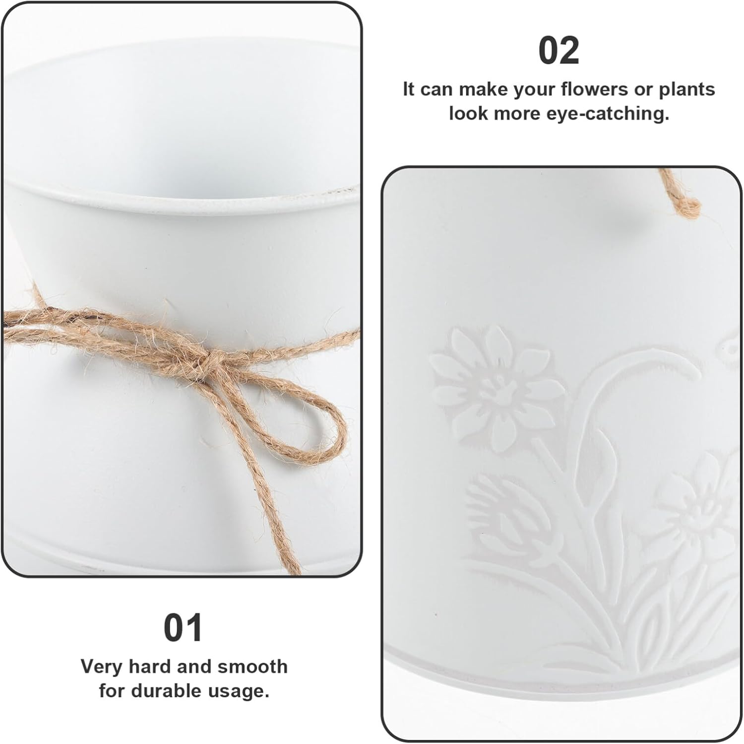 HOMSFOU Rustic Iron Bucket Vase for Home Decor