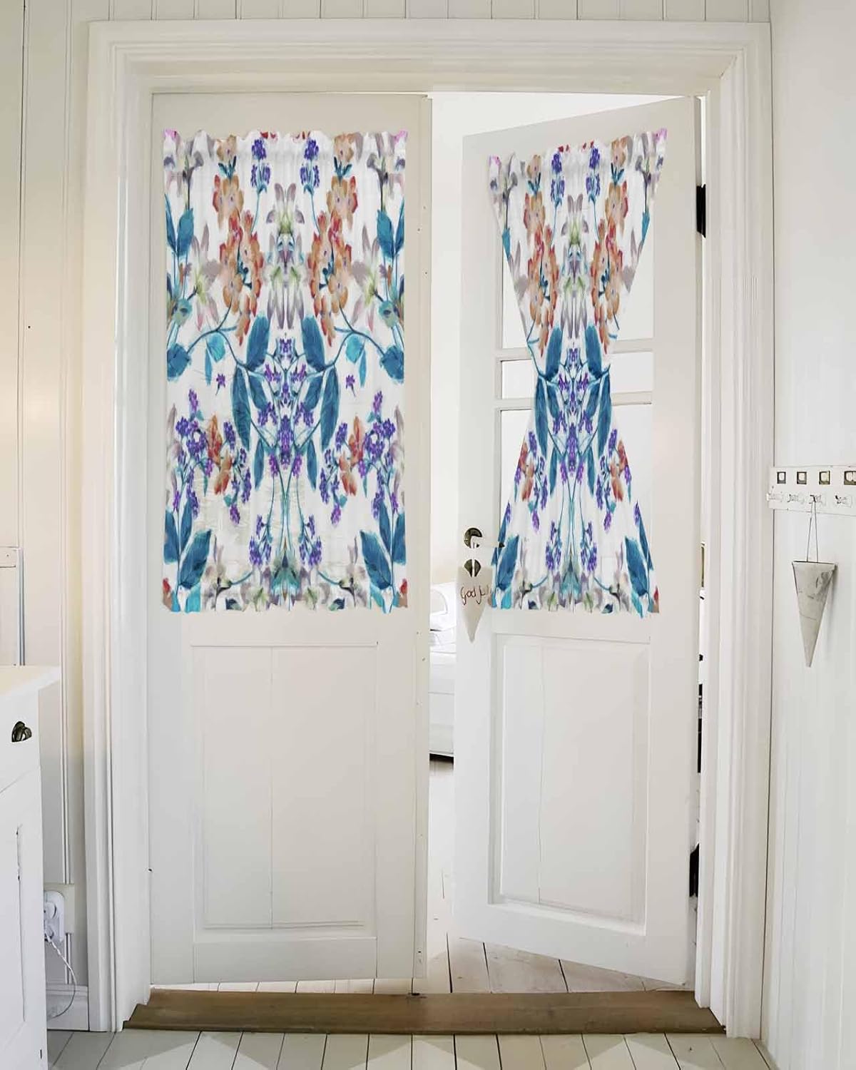 Elegant Door Curtains 54x40 Sheer Panel with Tiebacks