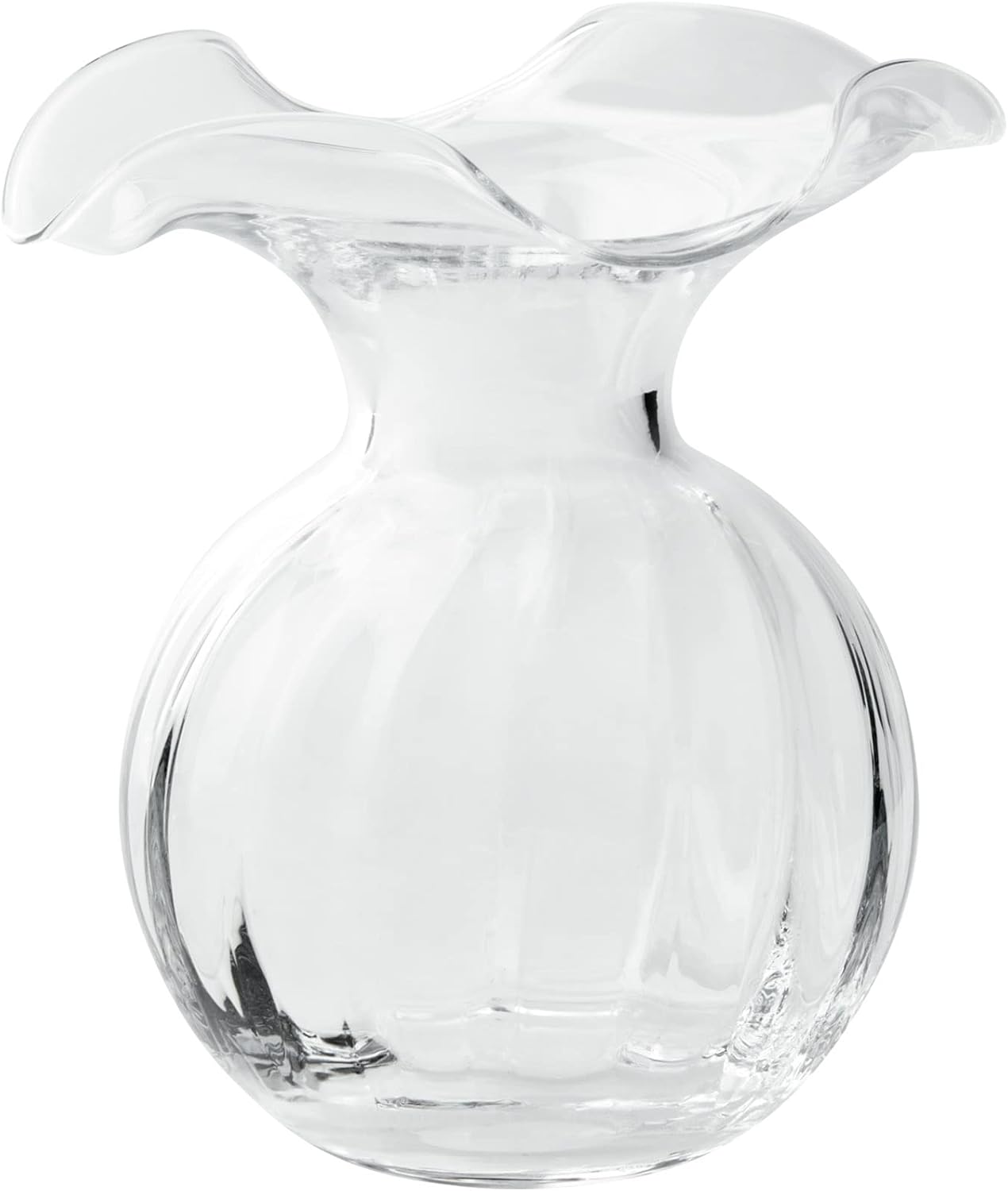 Vietri Hibiscus Clear Glass Fluted Vase 625D 7H