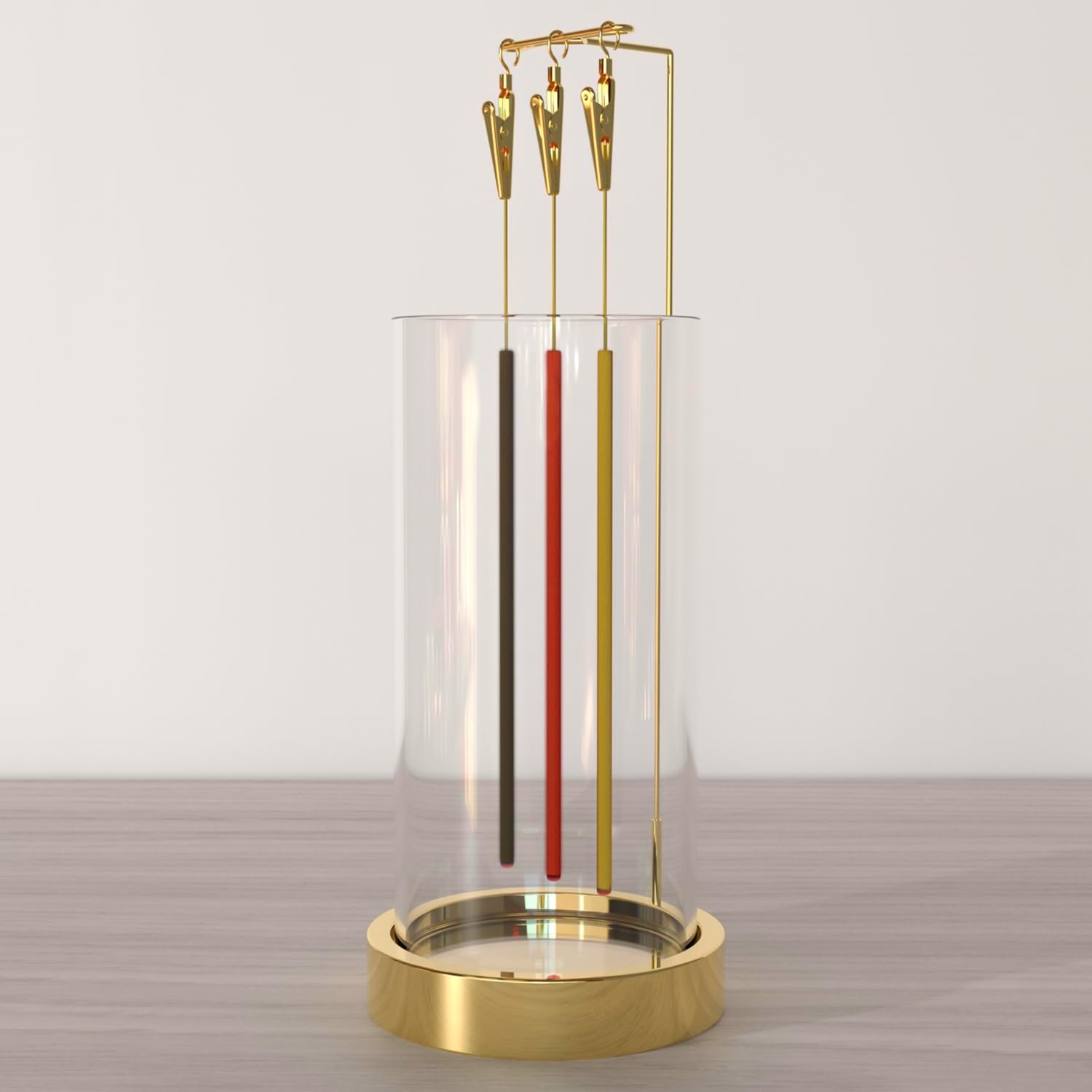 HaisWonsa Incense Holder Ash Catcher - Gold Modern Metal Vertical Burner for Sticks