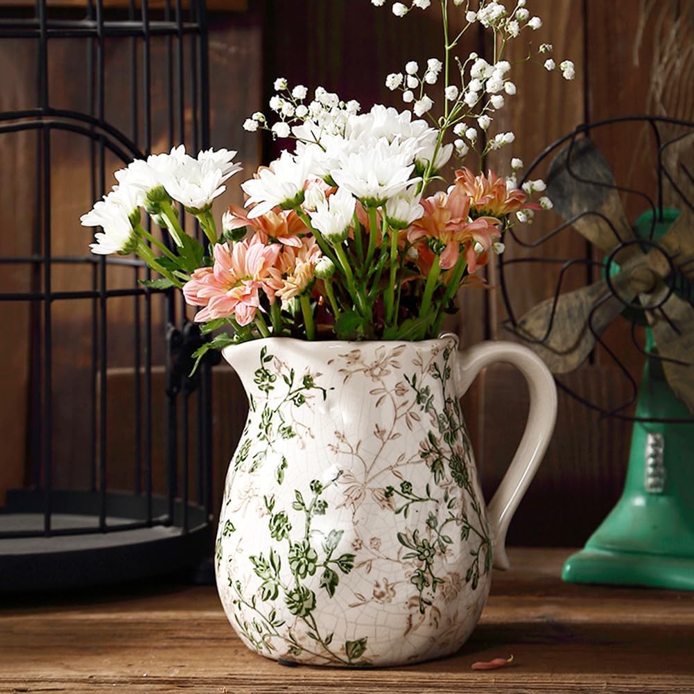 Chinoiserie Green Vintage Ceramic Flower Vase