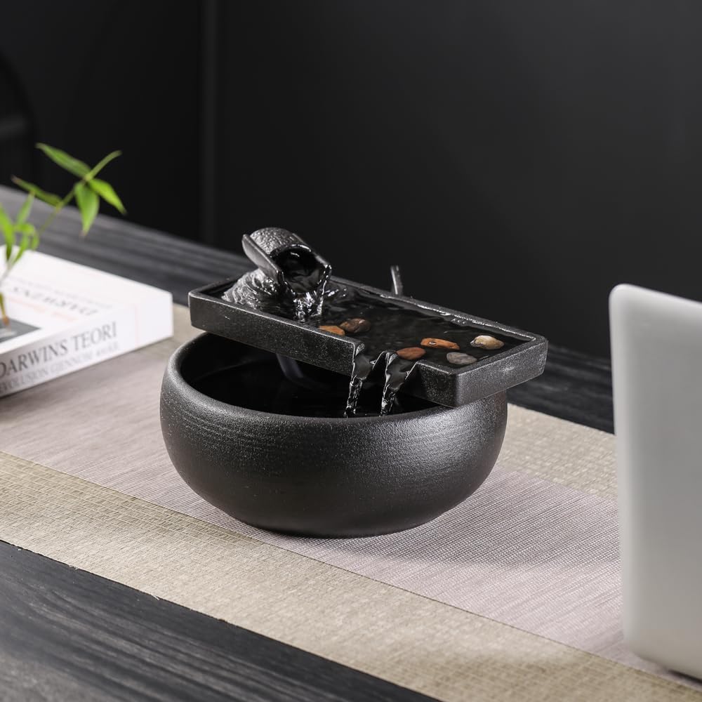 Ceramic Tabletop Fountain for Indoor and Outdoor Use