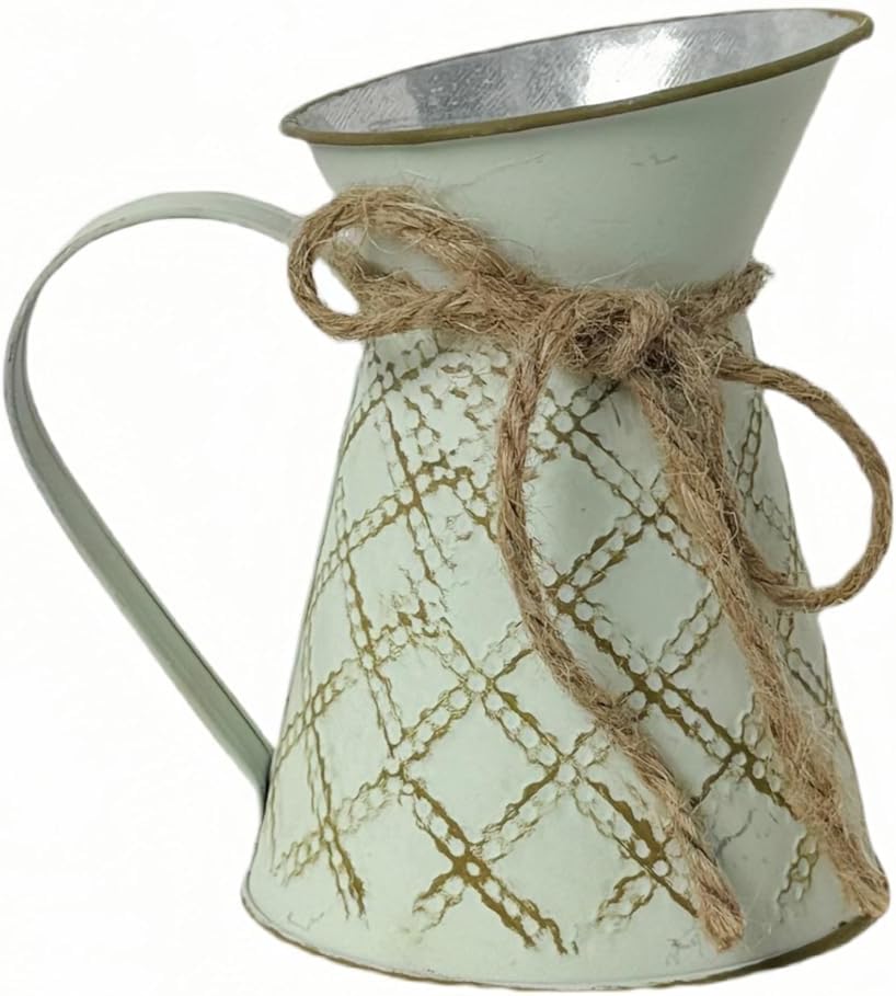 3 Pack Vintage Metal Milk Jug Vase with Bow