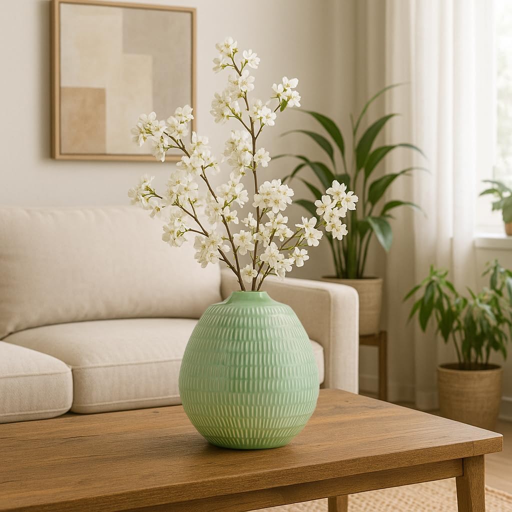 Sagebrook Home Decorative Ceramic Vase - 7 Inch Sculptural Style