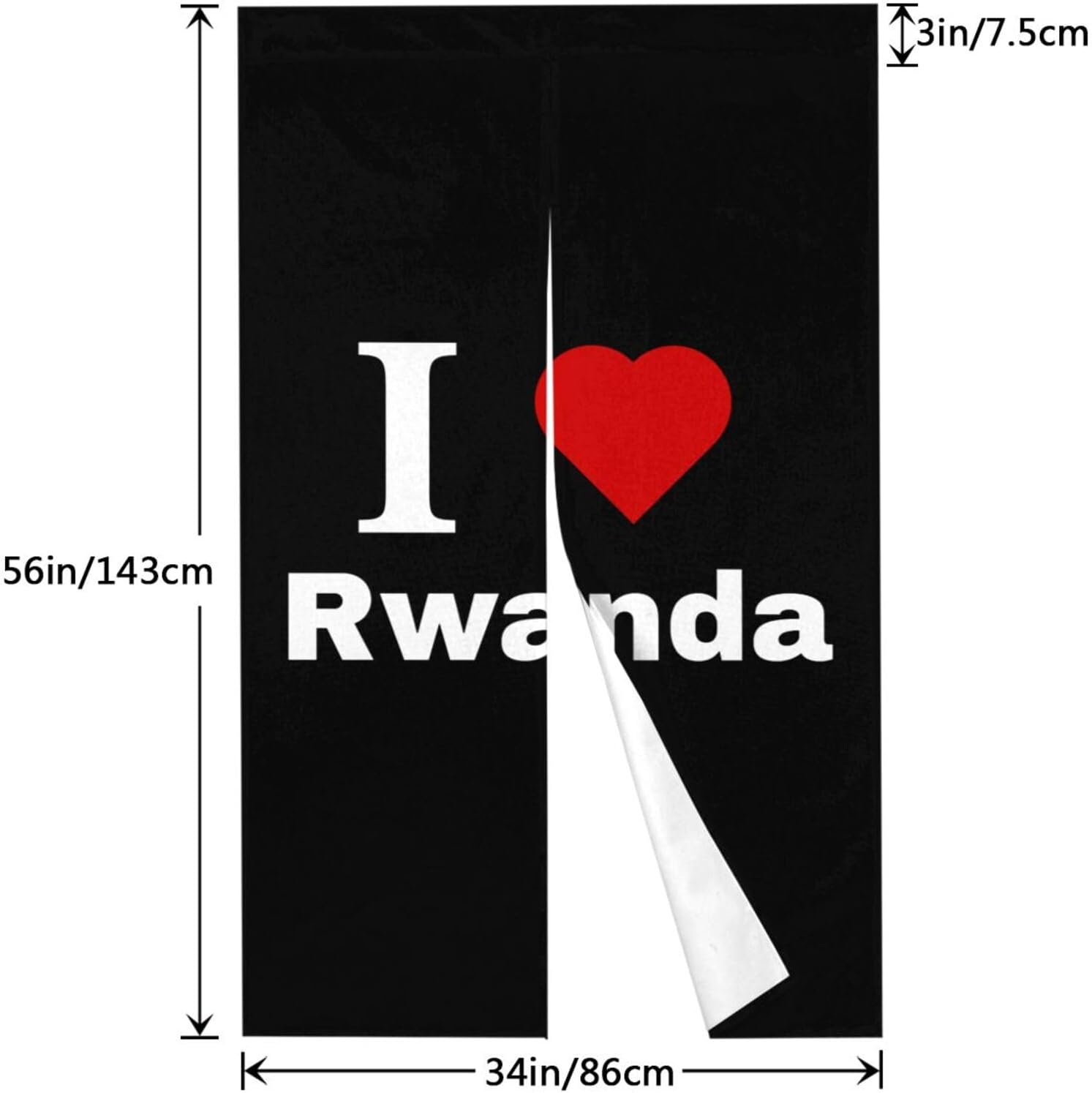 I Love Rwanda Blackout Curtain for Doorway 34x56in