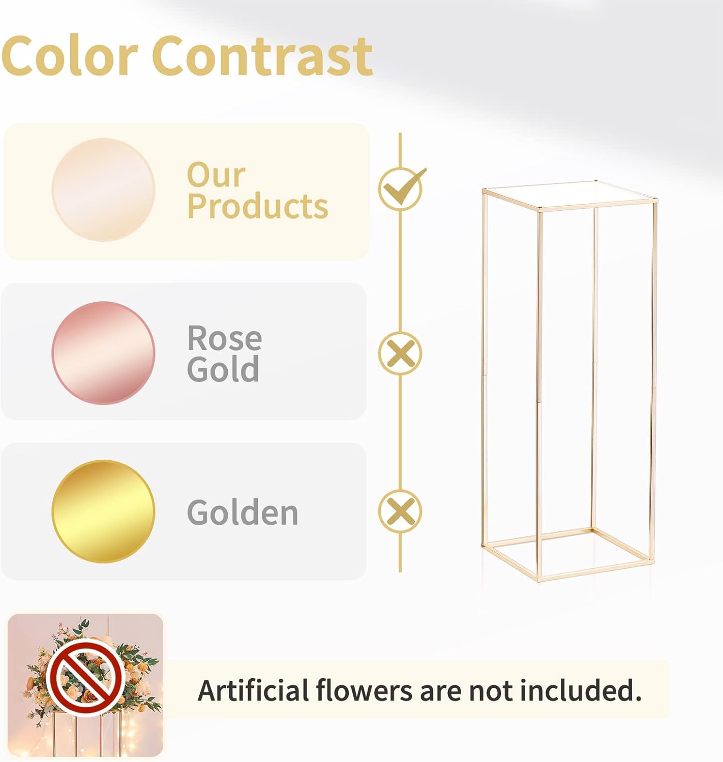 Nuptio Gold Vases Centerpieces 2 Pcs 315 Inch Tall Metal Flower Vase Stand
