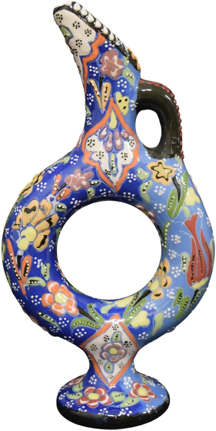 EliPOT Turkish Ceramic Handmade Vase Dark Blue Light Blue
