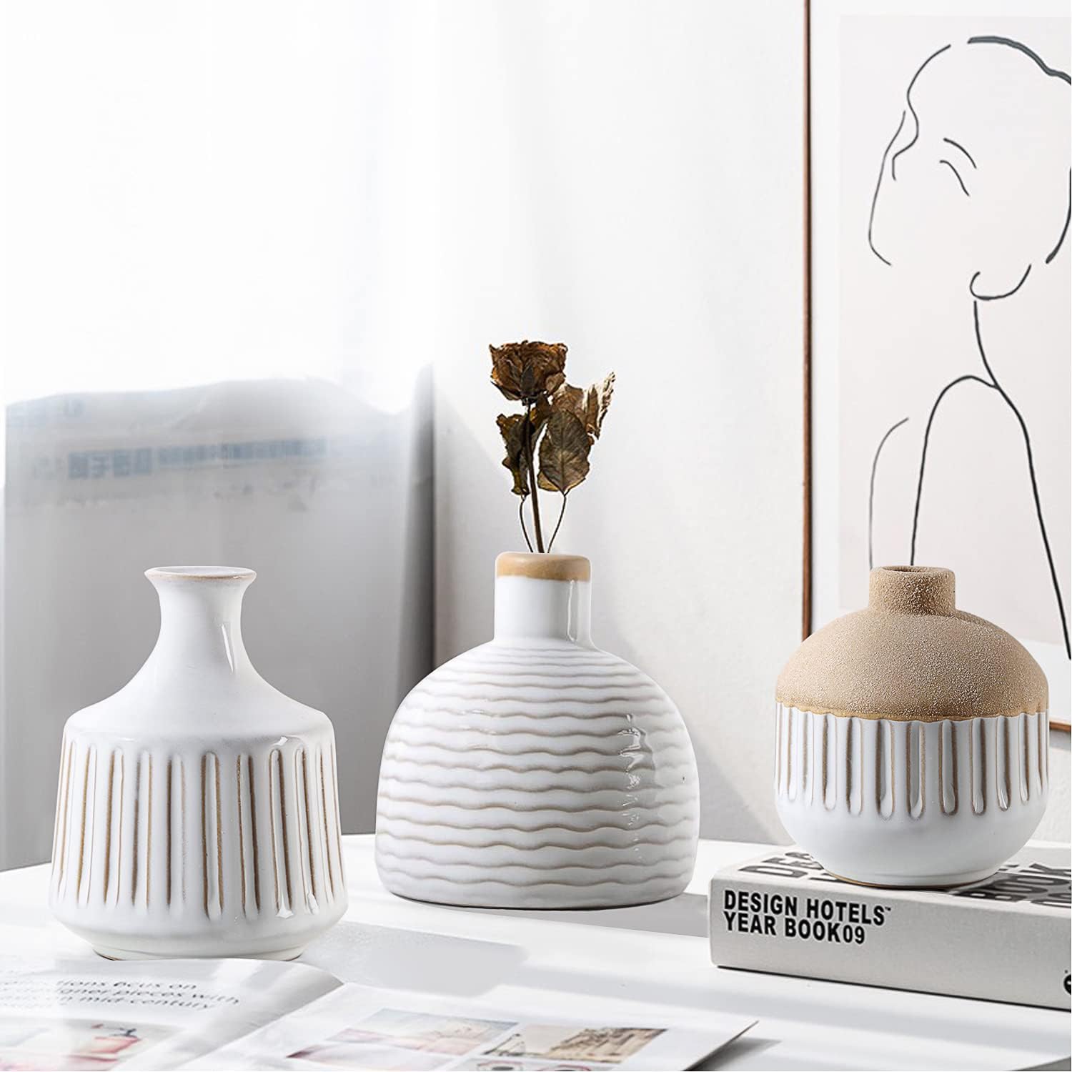Lizofer Boho Minimalist Ceramic Vase Set of 4