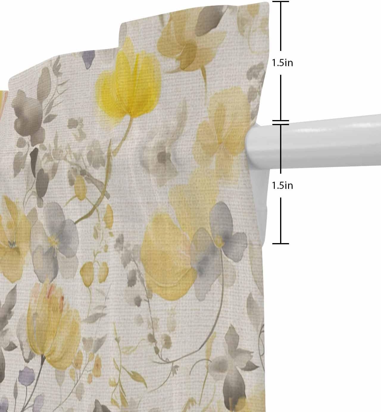 Yellow Flowers Door Curtains with Tiebacks for French Doors