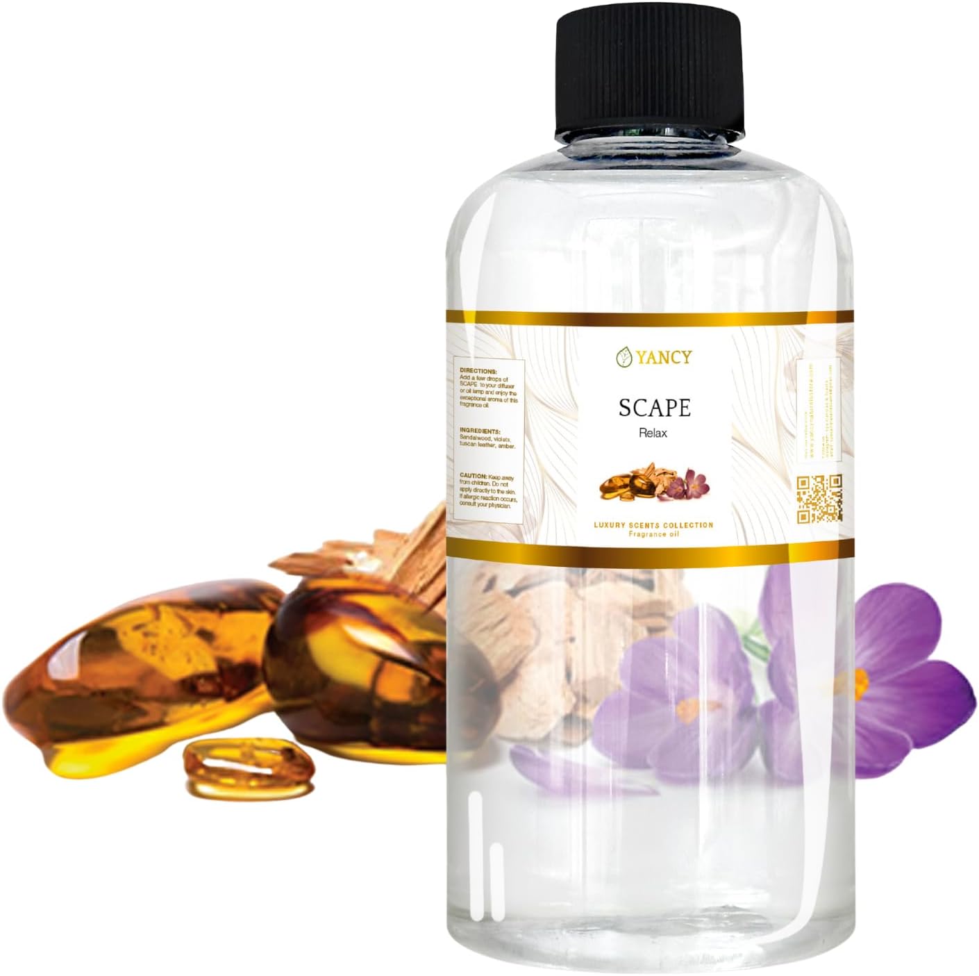 Yancy Scape Luxury Fragrance Oil 8 Oz Sandalwood Amber