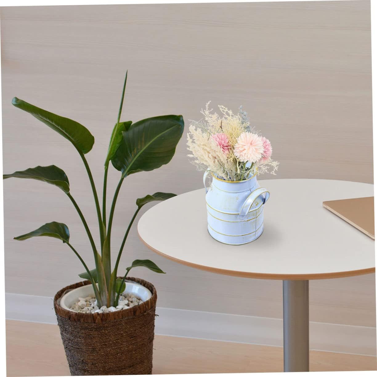 Cabilock 2pcs Retro Style Desktop Flower Bucket with Double Ears Iron Decorative Vase