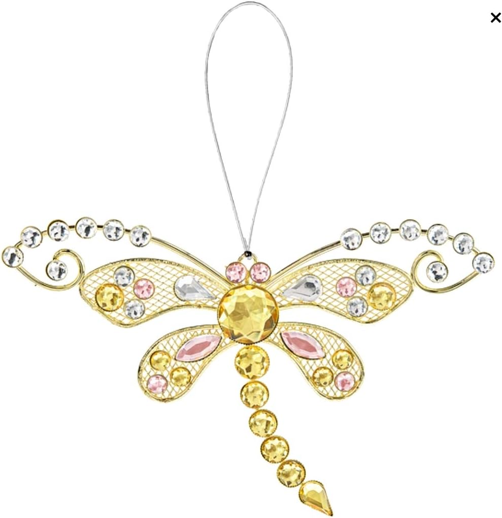 Gnz Sparkle Dragonfly Pink Gold Clear Ornament 1